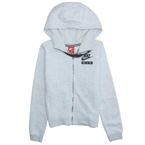 Nike Women's Grey Full Zip Hoodie XS Hooded Logo Sweatshirt