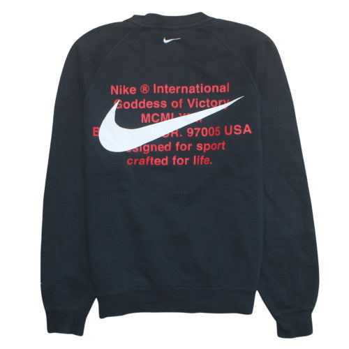 Nike Men's Black Graphic Pullover Sweatshirt M Crew Neck Fleece