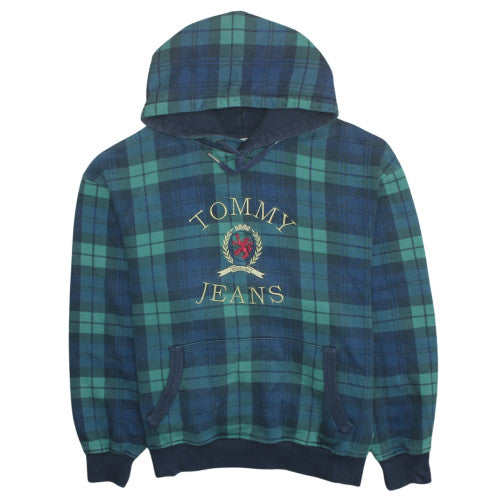 Tommy Jeans Men's Blue Check Pullover Hoodie Size L