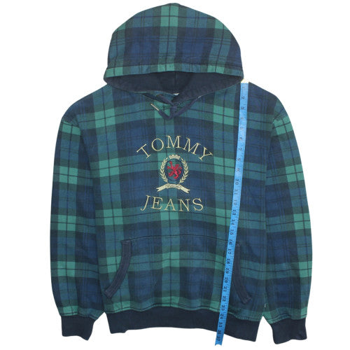 Tommy Jeans Men's Blue Check Pullover Hoodie Size L