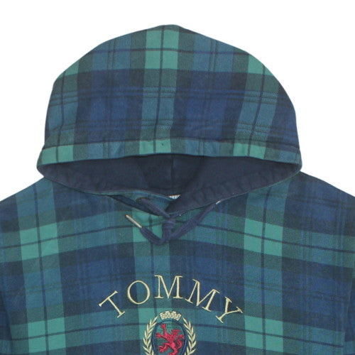 Tommy Jeans Men's Blue Check Pullover Hoodie Size L