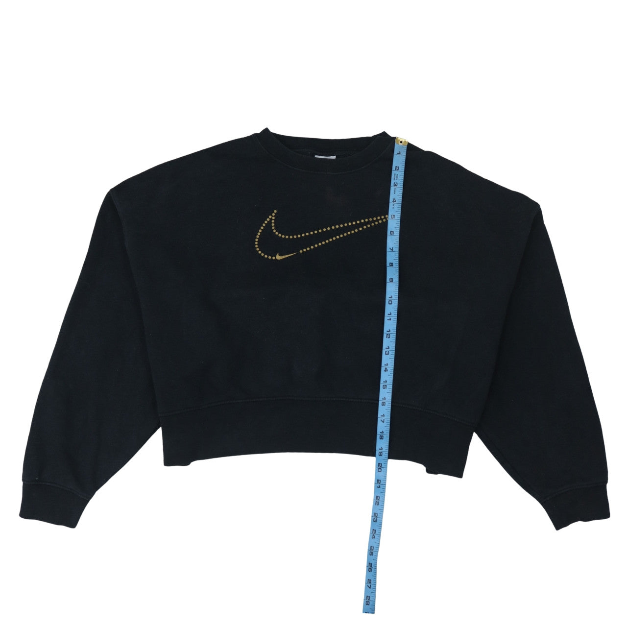 Nike Women Black Small Cropped Pullover Sweatshirt Gold Logo
