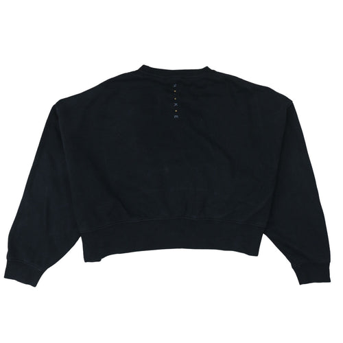 Nike Women Black Small Cropped Pullover Sweatshirt Gold Logo