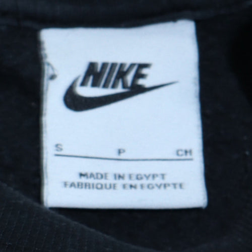 Nike Women Black Small Cropped Pullover Sweatshirt Gold Logo