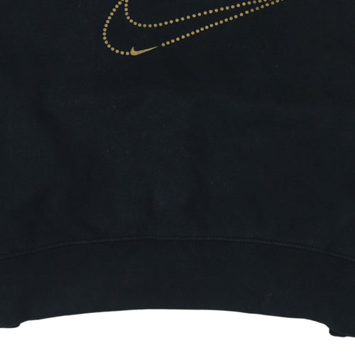 Nike Women Black Small Cropped Pullover Sweatshirt Gold Logo