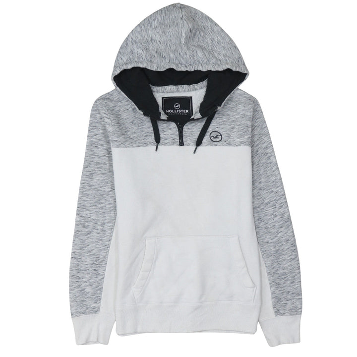 Hollister Men's Grey 1/2 Zip Hoodie Size S Regular Fit Logo Detail