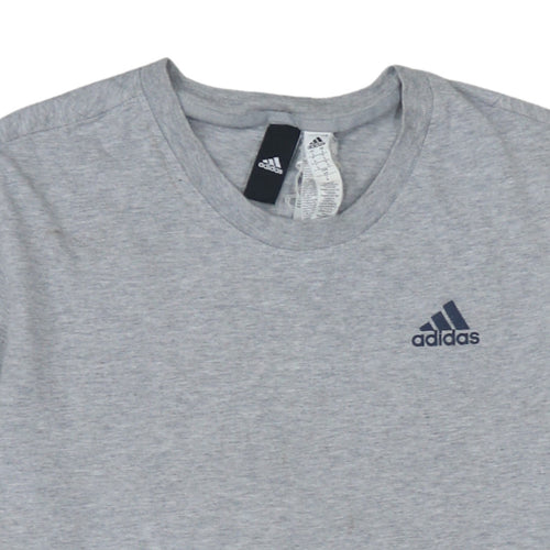 Adidas Men's Grey Short Sleeve Crew Neck Cotton T-Shirt Size S