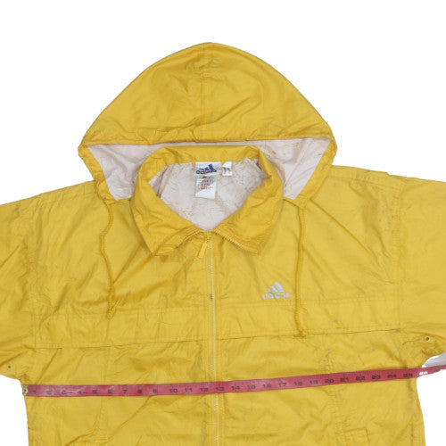 Adidas Women's Yellow Windbreaker Jacket Size 14 Hooded Zip
