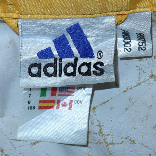 Adidas Women's Yellow Windbreaker Jacket Size 14 Hooded Zip