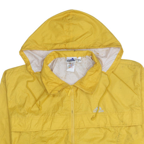Adidas Women's Yellow Windbreaker Jacket Size 14 Hooded Zip