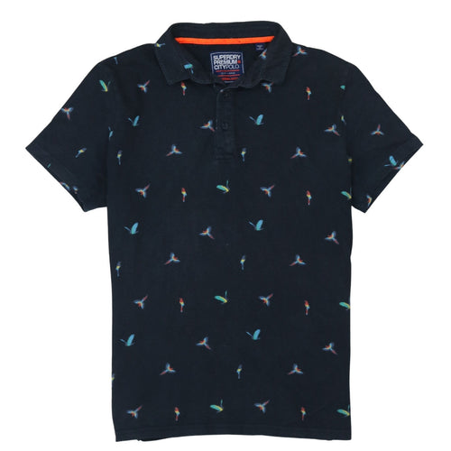 Superdry Men’s Black Bird Print City Polo Shirt Size Large