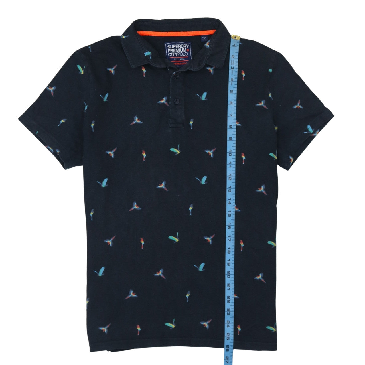 Superdry Men’s Black Bird Print City Polo Shirt Size Large