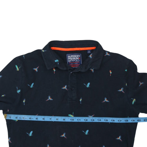 Superdry Men’s Black Bird Print City Polo Shirt Size Large