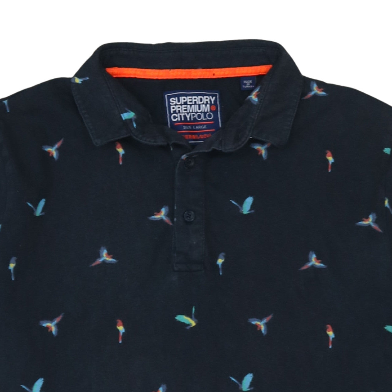 Superdry Men’s Black Bird Print City Polo Shirt Size Large