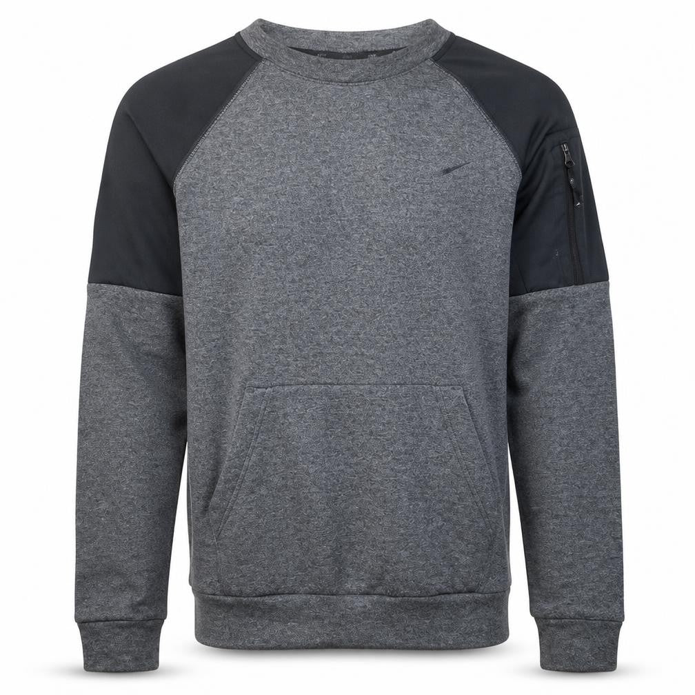 Front view of Nike Men’s Grey Crew Neck Pullover Sweatshirt S Regular Fleece
