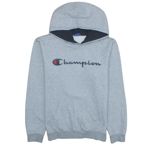 Champion Men's Grey Pullover Hoodie S Graphic Logo Fleece