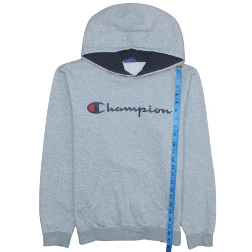 Champion Men's Grey Pullover Hoodie S Graphic Logo Fleece