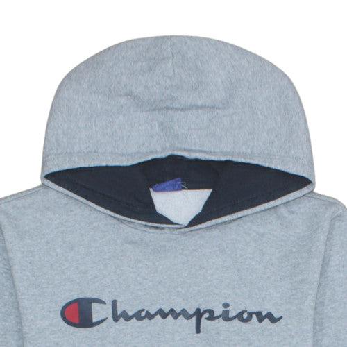 Champion Men's Grey Pullover Hoodie S Graphic Logo Fleece