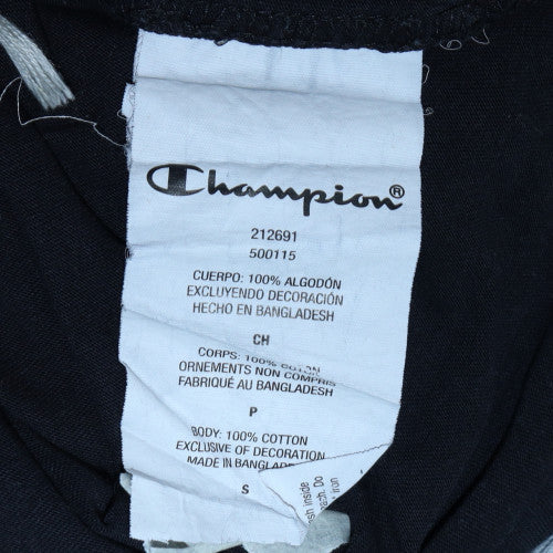 Champion Men's Black Small Cotton Crew Neck Sports T-Shirt