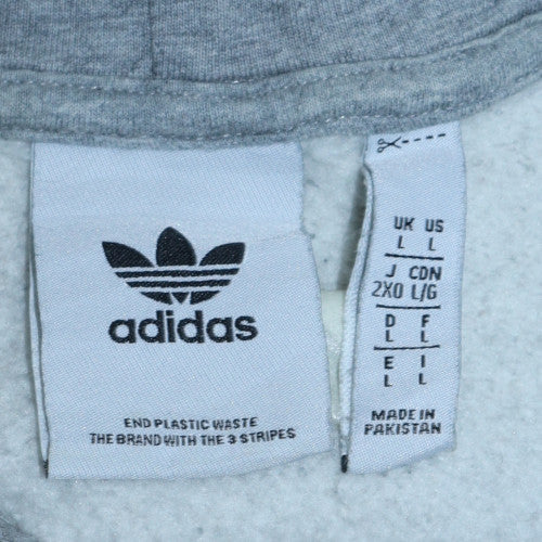 Adidas Men's Grey Pullover Hoodie L Regular Fit Fleece
