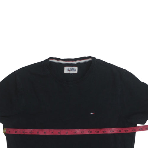 Tommy Hilfiger Men Black Cotton Crew Neck Short Sleeve T-Shirt M