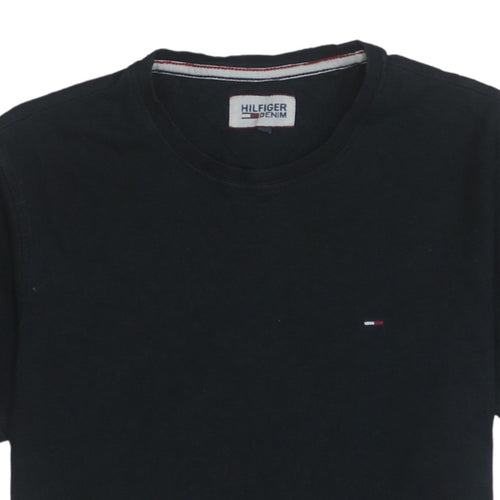 Tommy Hilfiger Men Black Cotton Crew Neck Short Sleeve T-Shirt M