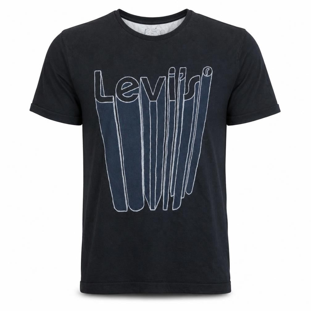 Front view of Levi's Men's Black Graphic Logo T-Shirt, size M, Crew Neck