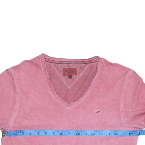 Hilfiger Denim Men's Pink V-Neck Short Sleeve Cotton T-Shirt S