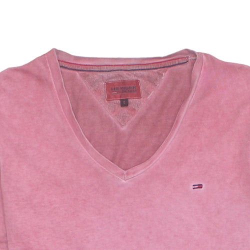 Hilfiger Denim Men's Pink V-Neck Short Sleeve Cotton T-Shirt S