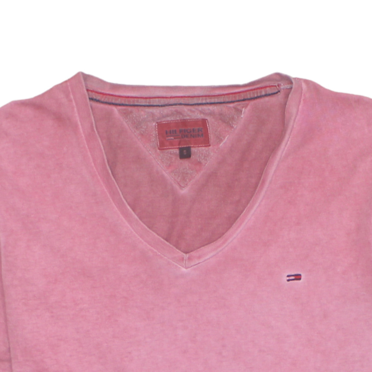 Hilfiger Denim Men's Pink V-Neck Short Sleeve Cotton T-Shirt S