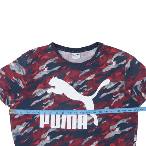 Puma Men's Red Camo Crew Neck Short Sleeve Cotton T-Shirt L