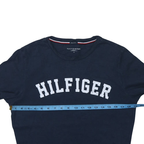 Tommy Hilfiger Men's Blue Cotton Graphic Logo T-Shirt Size M