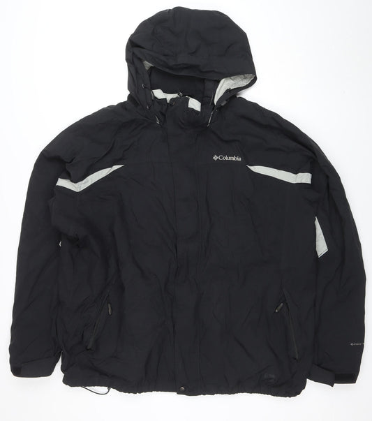 Columbia Mens Black 2XL Interchange Waterproof Hooded 3-in-1 Jacket