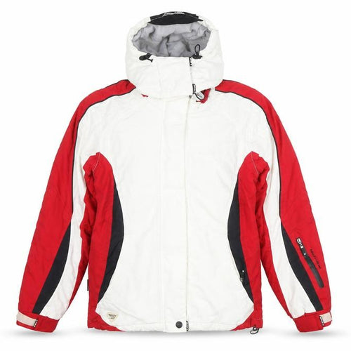 Brugi Women's Red White Ski Jacket Size 10 Hooded Waterproof Winter Coat