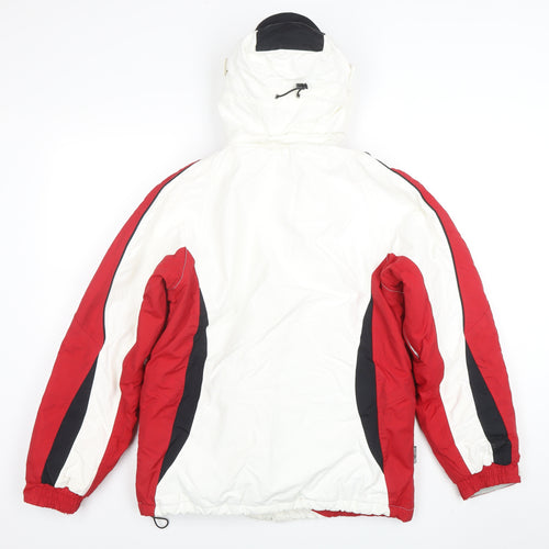 Brugi Women's Red White Ski Jacket Size 10 Hooded Waterproof Winter Coat
