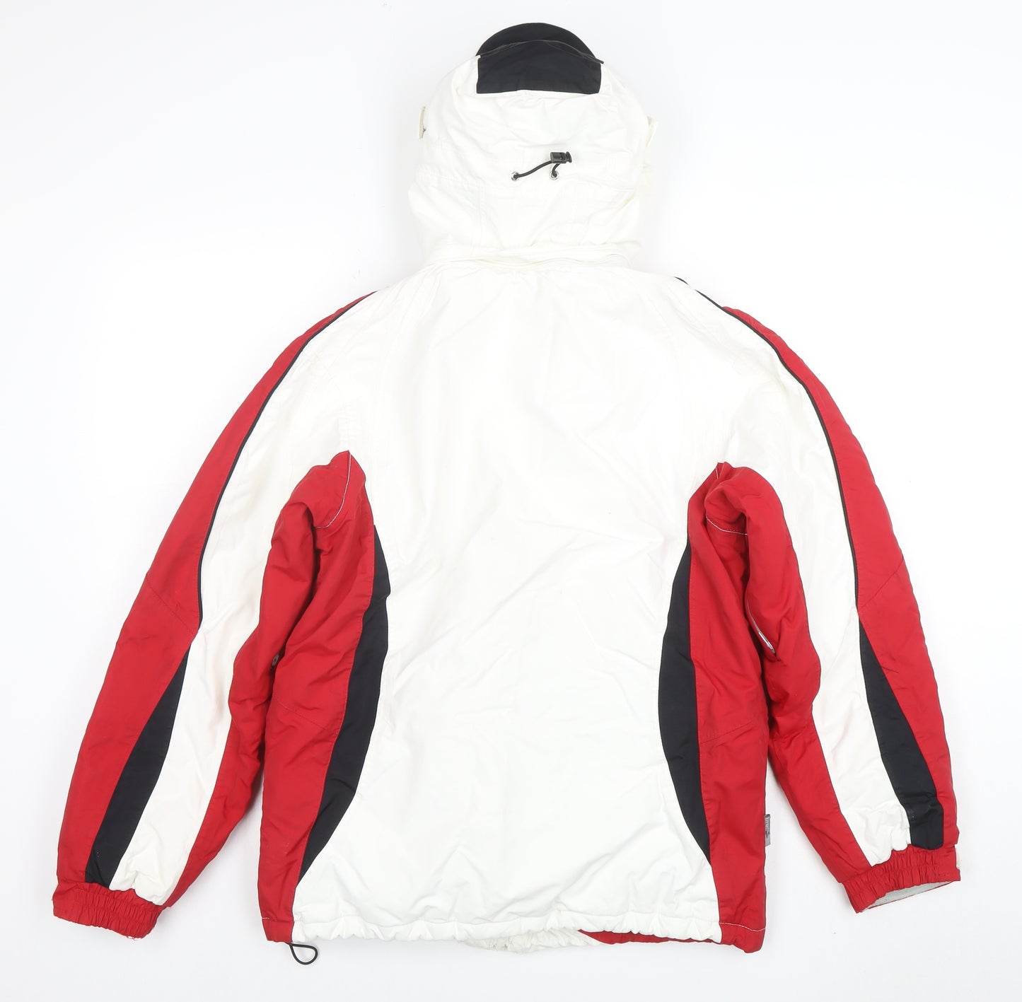 Brugi Women's Red White Ski Jacket Size 10 Hooded Waterproof Winter Coat