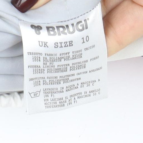 Brugi Women's Red White Ski Jacket Size 10 Hooded Waterproof Winter Coat
