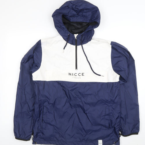 NICCE London Men's Blue White Hooded Windbreaker Jacket Size M