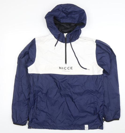 NICCE London Men's Blue White Hooded Windbreaker Jacket Size M