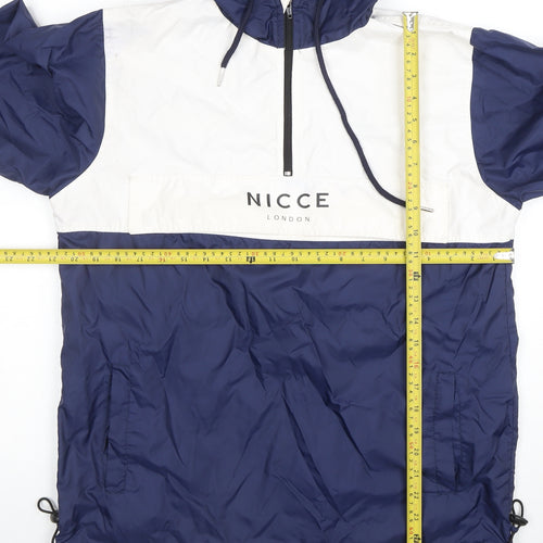 NICCE London Men's Blue White Hooded Windbreaker Jacket Size M