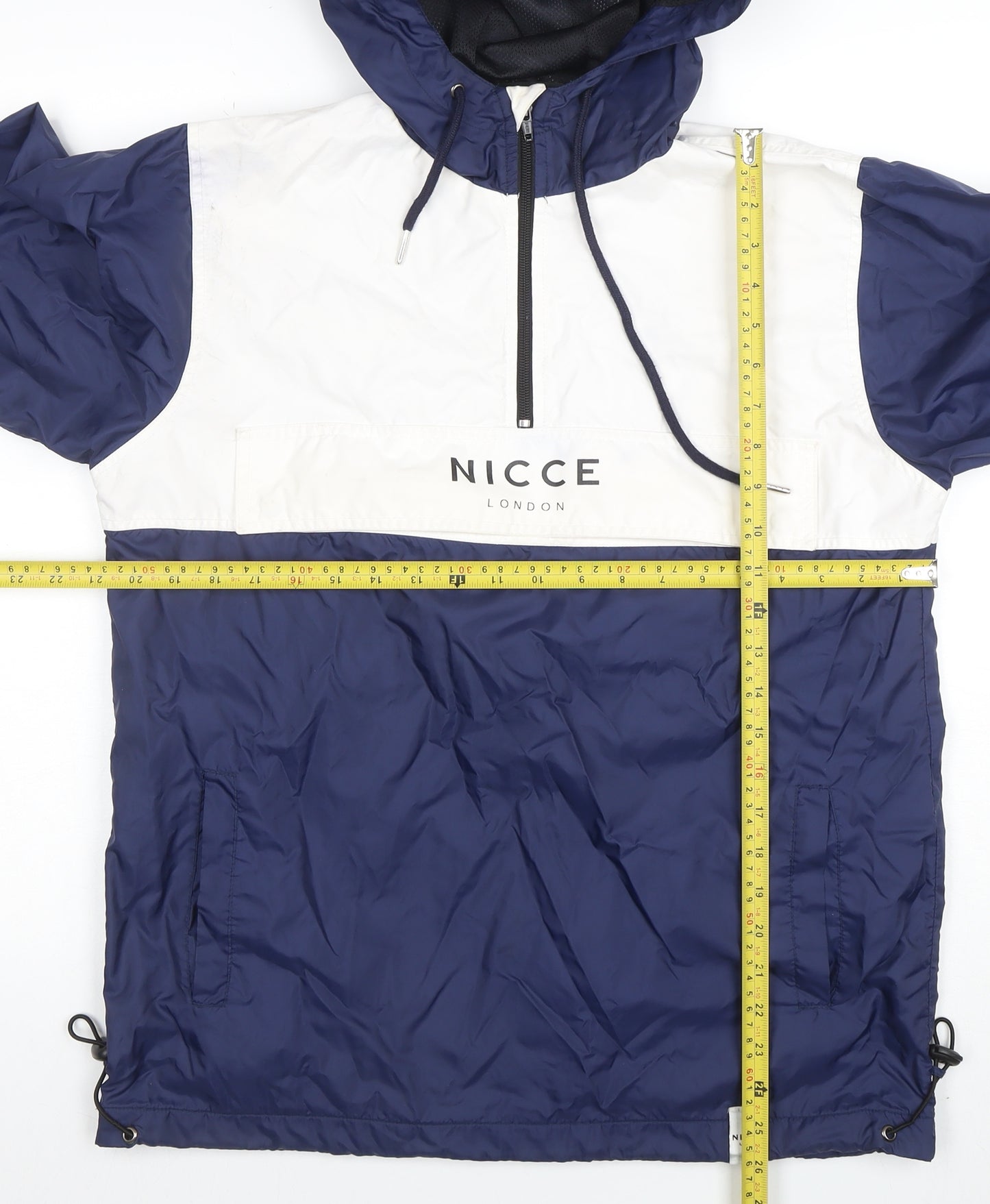 NICCE London Men's Blue White Hooded Windbreaker Jacket Size M