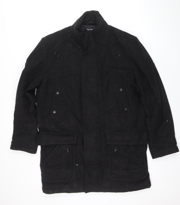 Next Signature Men's Black Wool Cashmere Coat L Classic Style
