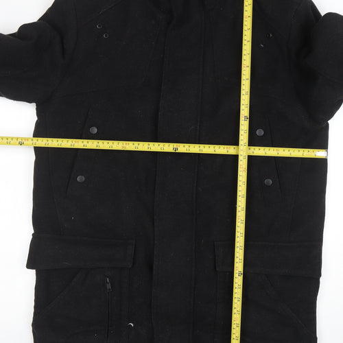 Next Signature Men's Black Wool Cashmere Coat L Classic Style