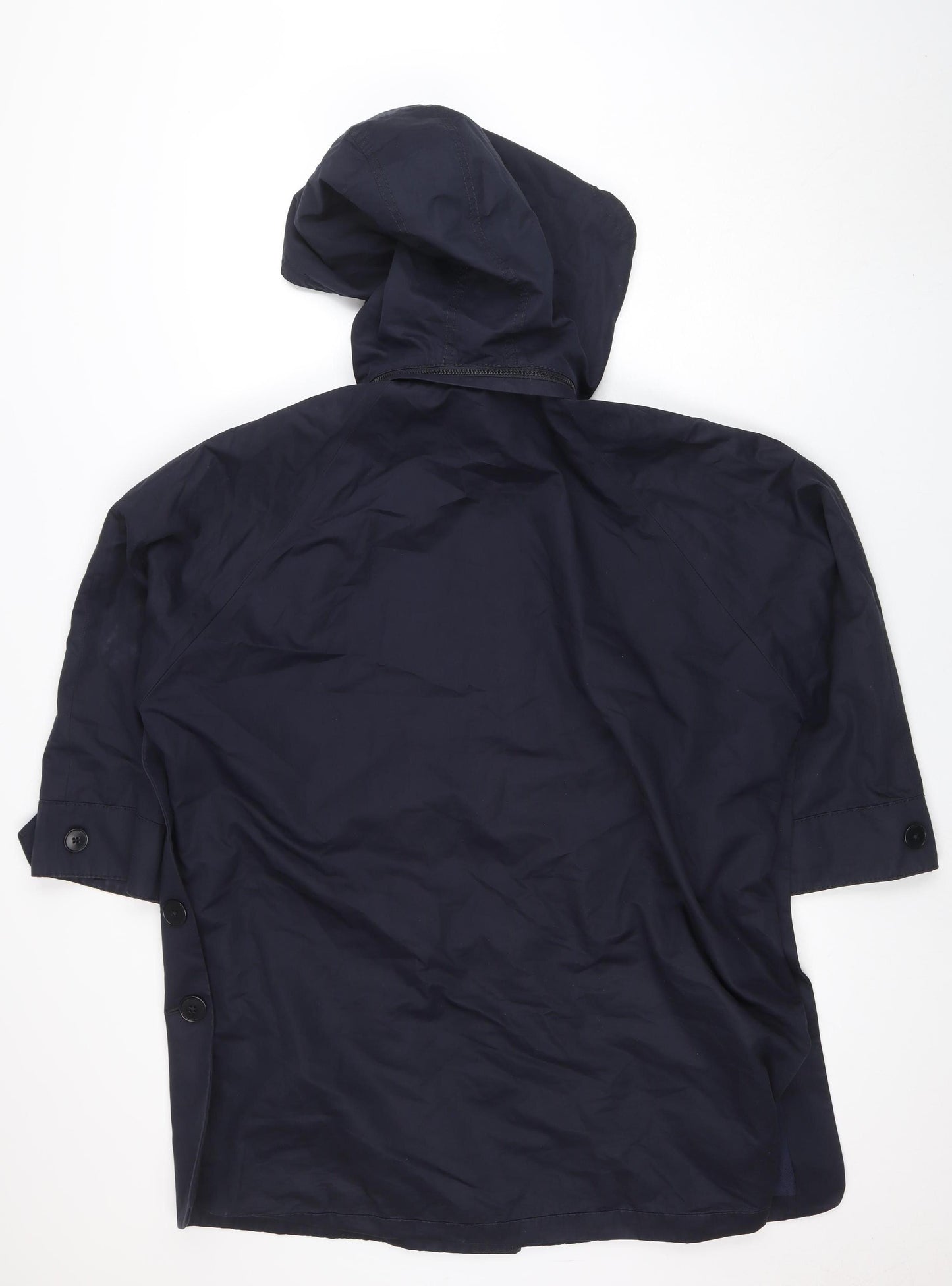 Jigsaw Women's Blue Hooded Mid-Length Cotton Rain Coat Jacket M