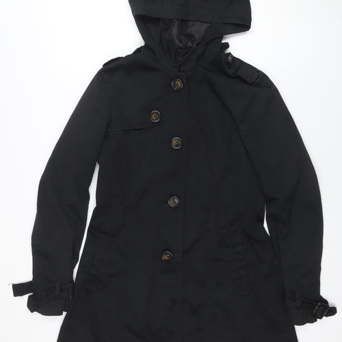 H&M Divided Women's Black Size 8 Hooded Rain Coat