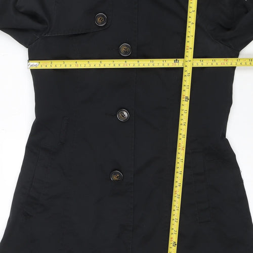 H&M Divided Women's Black Size 8 Hooded Rain Coat