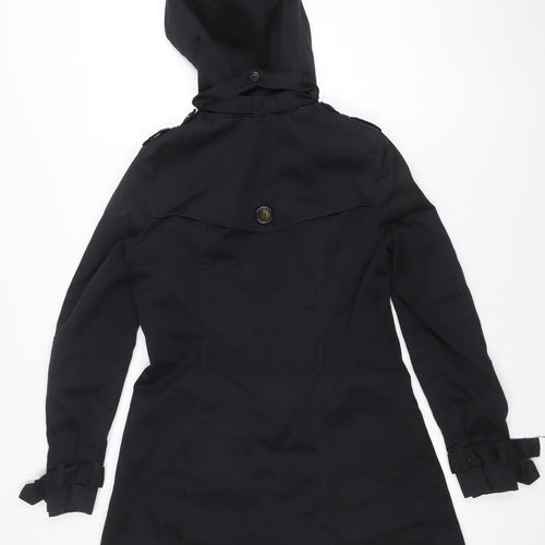H&M Divided Women's Black Size 8 Hooded Rain Coat