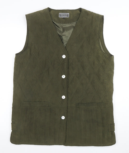 Touch of Silk Men's Green Quilted Silk Waistcoat Size 42