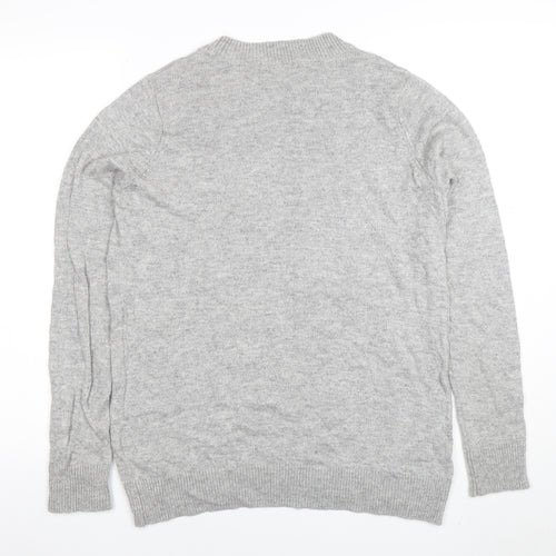 H&M Women’s Grey Sequin Dog Jumper Small Funny Christmas Sweater