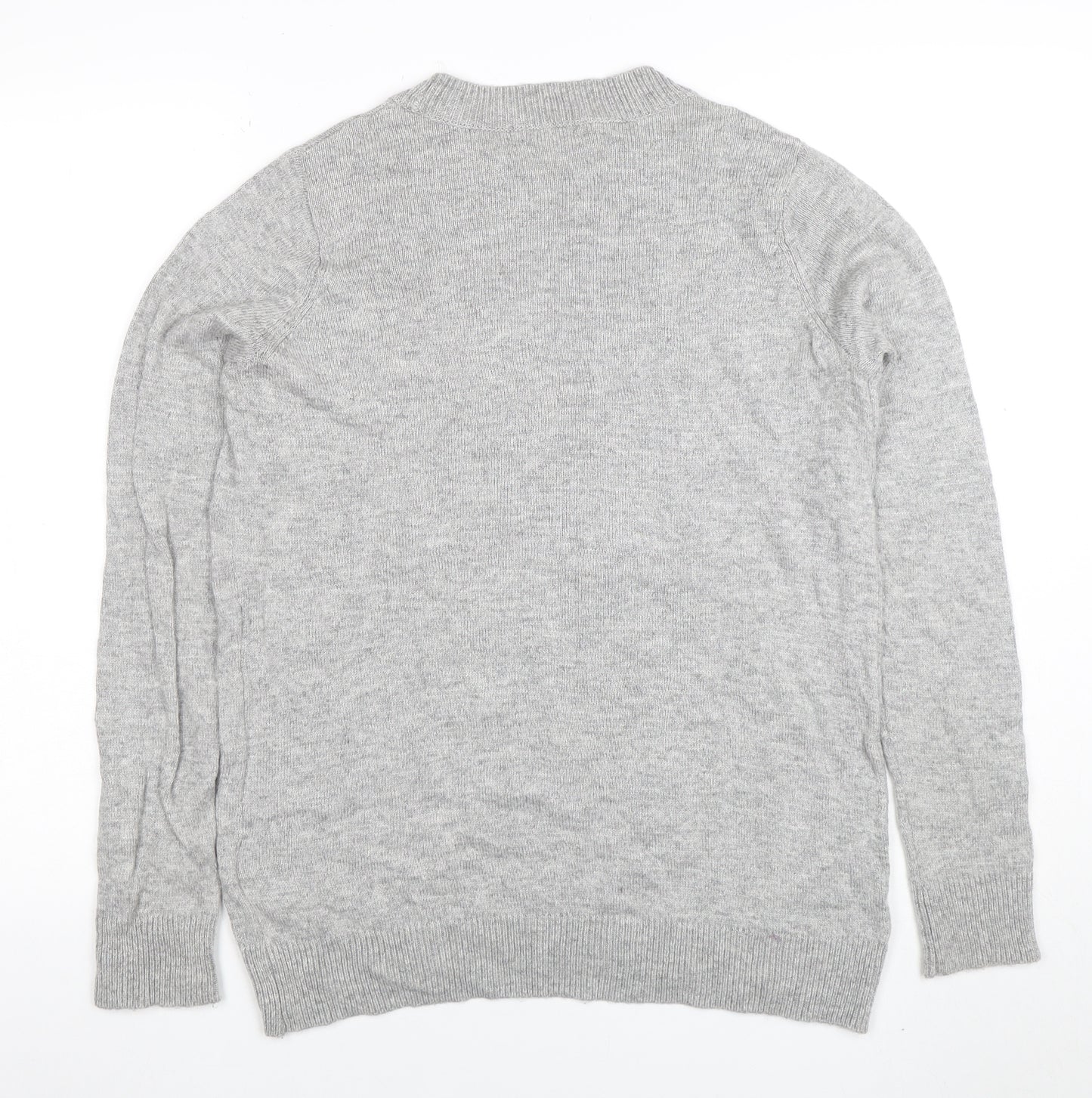 H&M Women’s Grey Sequin Dog Jumper Small Funny Christmas Sweater